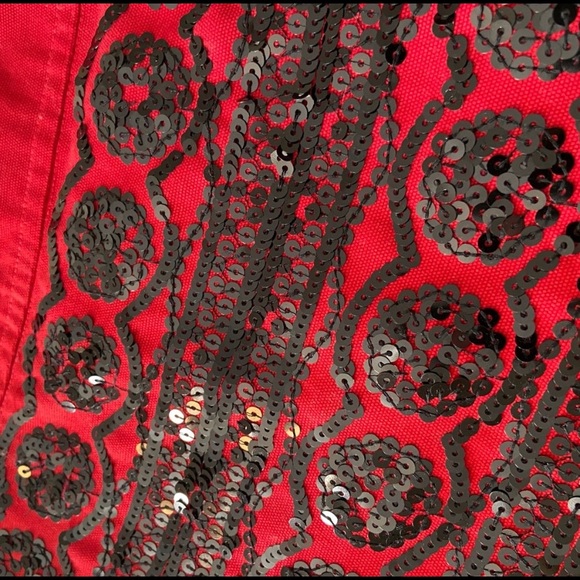 Anthropologie Moulinette Sours Suelta Red ruffle skirt with black sequins - Picture 2 of 4